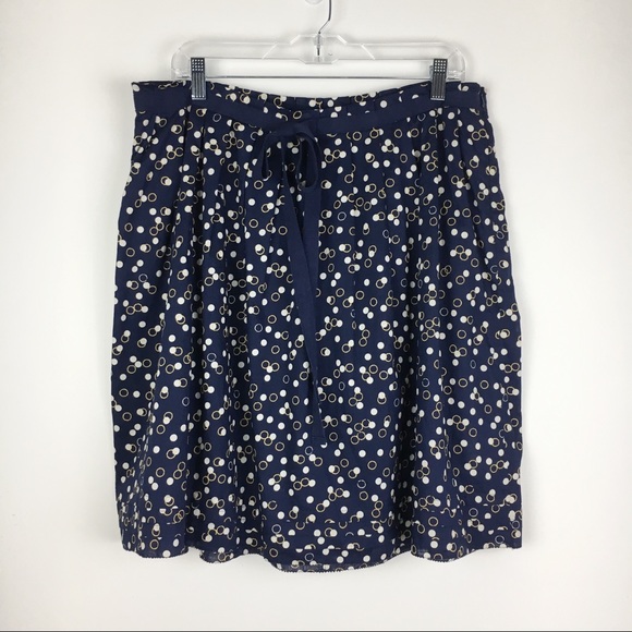 GAP Dresses & Skirts - GAP Navy Blue Gold & White Circle Dot Skirt SZ 12